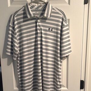 Under Armour Men's Polo Shirt - Black and White Stripes